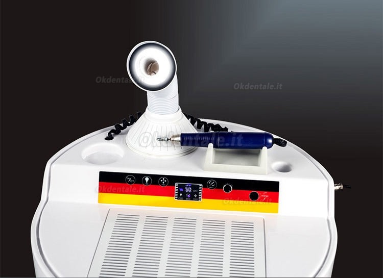 Sistema di lucidatura e molatura 2 in 1 per laboratorio odontotecnico con manipolo e sistema di aspirazione della polvere